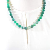 FBT - Genuine Green Stripe Agate Onyx Necklace. - FashionByTeresa